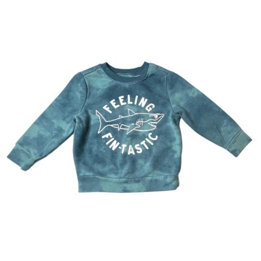 Old Navy Crewneck Blue Shark Graphic‎ Sweatshirt Toddler 2T Cozy Casual